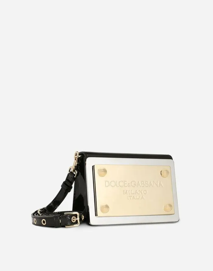 Dolce and Gabbana Shoulder And Crossbody Bags Women Patent Leather 90s Sicily Clutch With Branded Plate Black Dolce and Gabbana Shoulder And Crossbody Bags Women Patent Leather 90s Sicily Clutch With Branded Plate Black