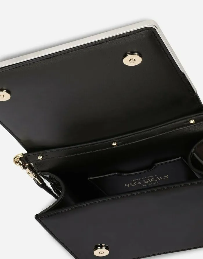 Dolce and Gabbana Shoulder And Crossbody Bags Women Patent Leather 90s Sicily Clutch With Branded Plate Black Dolce and Gabbana Shoulder And Crossbody Bags Women Patent Leather 90s Sicily Clutch With Branded Plate Black
