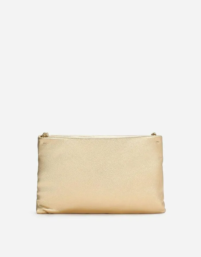 Dolce and Gabbana Shoulder And Crossbody Bags Women Small Foiled Calfskin Devotion Soft Bag Gold Dolce and Gabbana Shoulder And Crossbody Bags Women Small Foiled Calfskin Devotion Soft Bag Gold