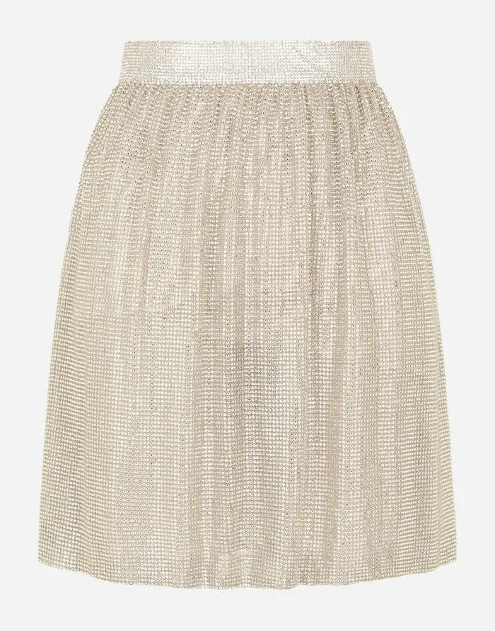 Dolce and Gabbana Skirts Women Crystal Mesh Midi Skirt Crystal