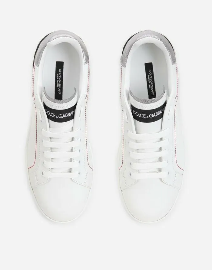 Dolce and Gabbana Sneakers Women Calfskin Nappa Portofino Sneakers Whitesilver Dolce and Gabbana Sneakers Women Calfskin Nappa Portofino Sneakers Whitesilver