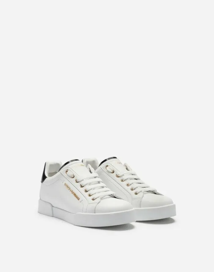 Dolce and Gabbana Sneakers Women Calfskin Nappa Portofino Sneakers With Lettering White Dolce and Gabbana Sneakers Women Calfskin Nappa Portofino Sneakers With Lettering White
