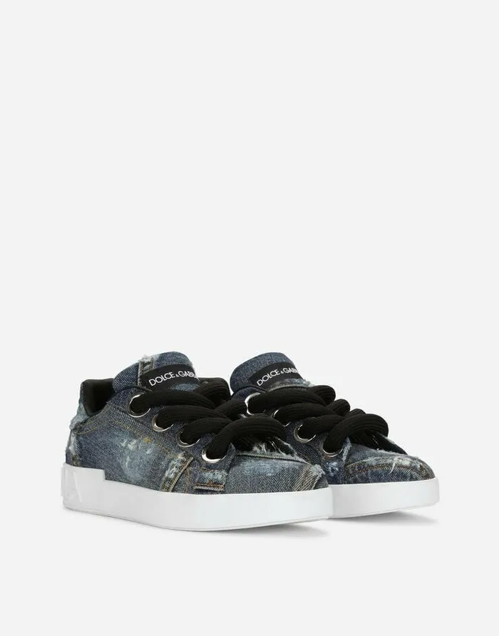 Dolce and Gabbana Sneakers Women Denim Patchwork Portofino Sneakers Blue Dolce and Gabbana Sneakers Women Denim Patchwork Portofino Sneakers Blue
