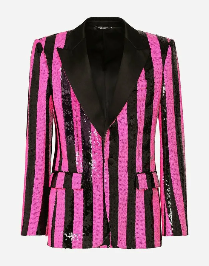 Dolce and Gabbana Suits And Blazers Men Sequined Siciliafit Jacket Multicolor