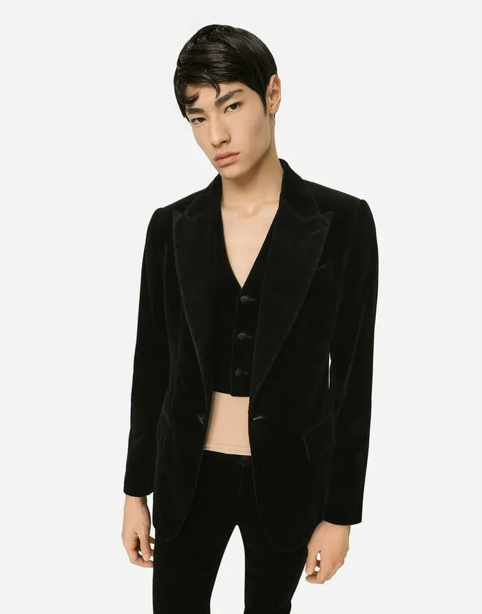 Dolce and Gabbana Suits And Blazers Men Singlebreasted Smooth Velvet Suit Black Dolce and Gabbana Suits And Blazers Men Singlebreasted Smooth Velvet Suit Black