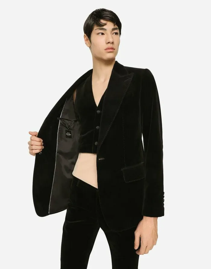 Dolce and Gabbana Suits And Blazers Men Singlebreasted Smooth Velvet Suit Black Dolce and Gabbana Suits And Blazers Men Singlebreasted Smooth Velvet Suit Black