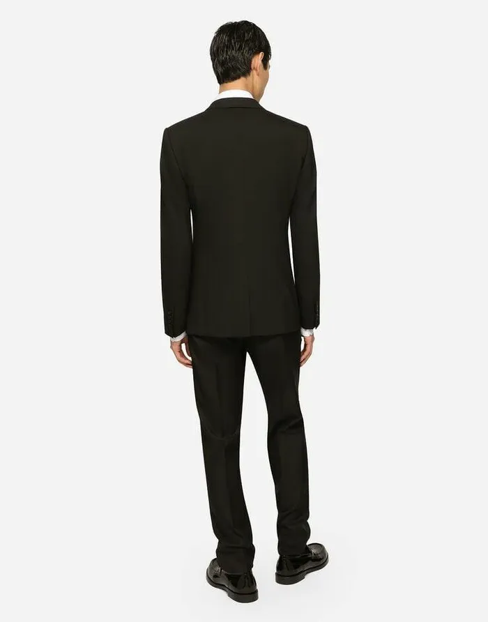 Dolce and Gabbana Suits And Blazers Men Stretch Wool Martinifit Suit Black Dolce and Gabbana Suits And Blazers Men Stretch Wool Martinifit Suit Black