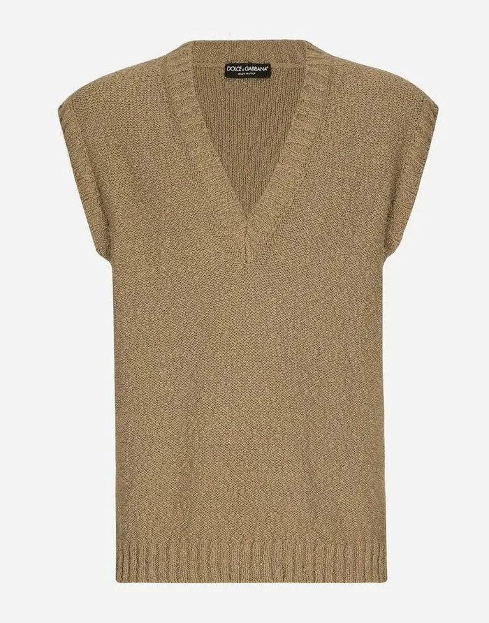 Dolce and Gabbana Sweaters And Cardigans Men Knit Cotton Vest Multicolor
