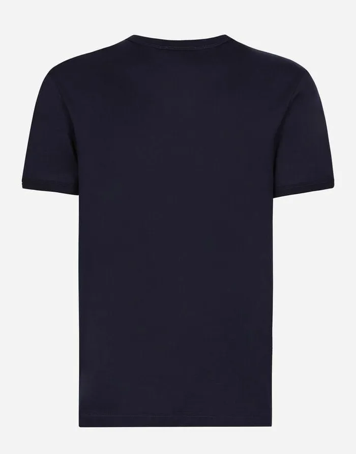 Dolce and Gabbana TShirts And Polos Men Cotton Tshirt With Embroidery Blue Dolce and Gabbana TShirts And Polos Men Cotton Tshirt With Embroidery Blue