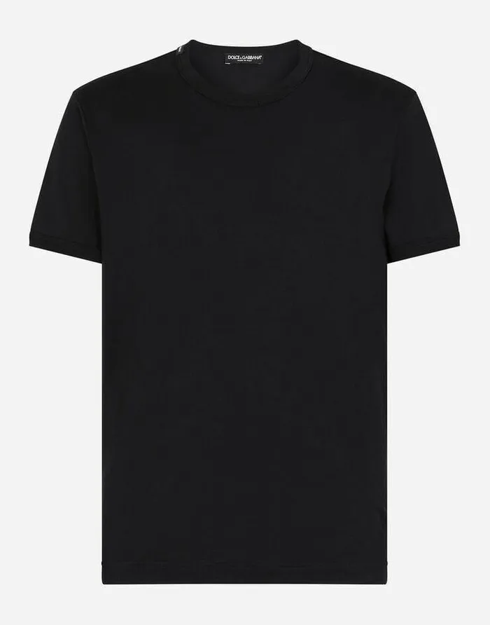 Dolce and Gabbana TShirts And Polos Men Cotton Tshirt With Logo Blue