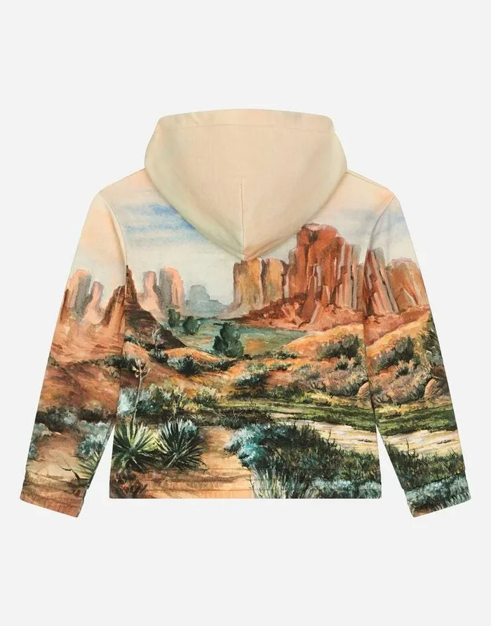 Dolce and Gabbana TShirts And Sweatshirts Children Hoodie With Canyon Print And Logo Tag Brown Dolce and Gabbana TShirts And Sweatshirts Children Hoodie With Canyon Print And Logo Tag Brown