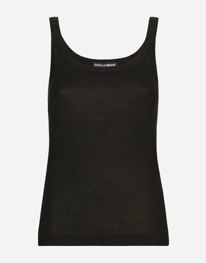 Dolce and Gabbana TShirts And Sweatshirts Women Finerib Tank Top Black