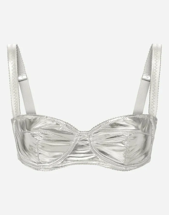 Dolce and Gabbana Underwear Women KIM DOLCEandGABBANA Coated Stretch Jersey Balconette Bra Silver Dolce and Gabbana Underwear Women KIM DOLCEandGABBANA Coated Stretch Jersey Balconette Bra Silver