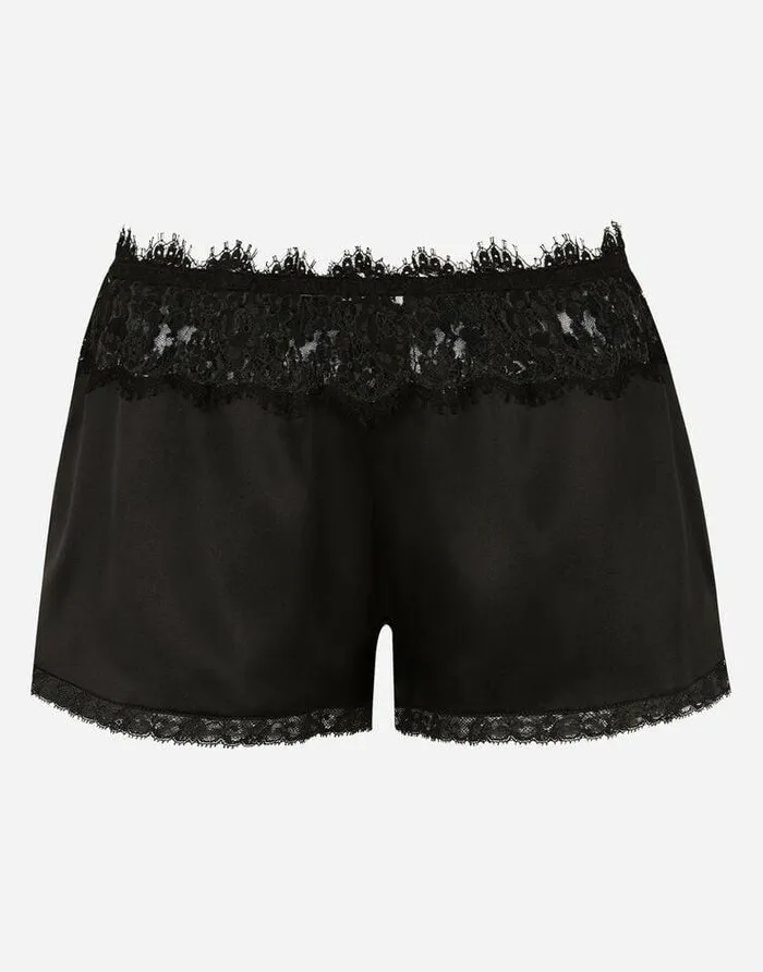 Dolce and Gabbana Underwear Women Satin Lingerie Shorts With Lace Details Black Dolce and Gabbana Underwear Women Satin Lingerie Shorts With Lace Details Black