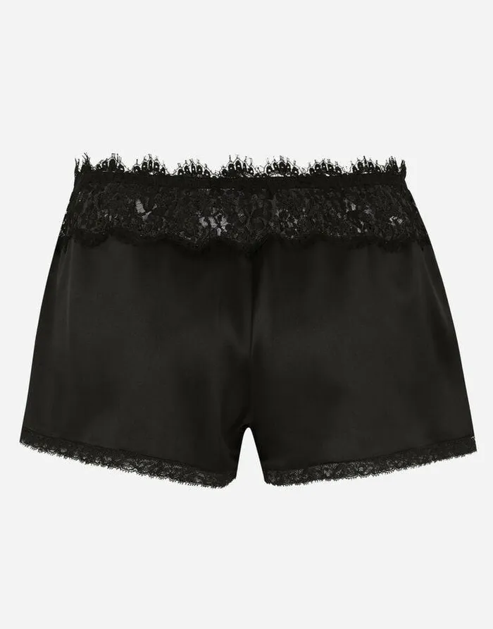 Dolce and Gabbana Underwear Women Satin Lingerie Shorts With Lace Details Black Dolce and Gabbana Underwear Women Satin Lingerie Shorts With Lace Details Black