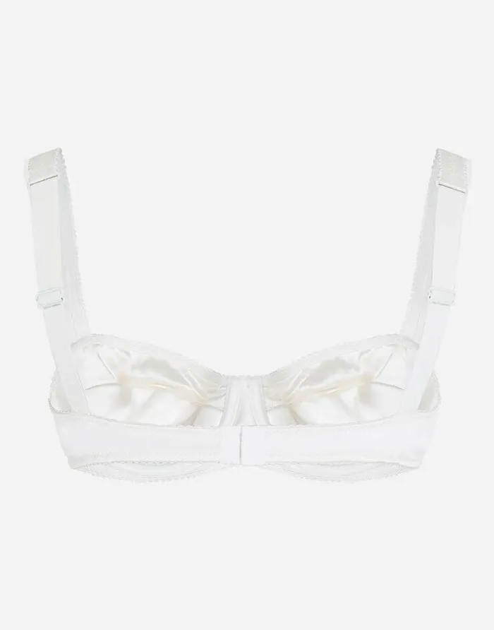 Dolce and Gabbana Underwear Women Semipadded Satin Balconette Bra With Lace White Dolce and Gabbana Underwear Women Semipadded Satin Balconette Bra With Lace White