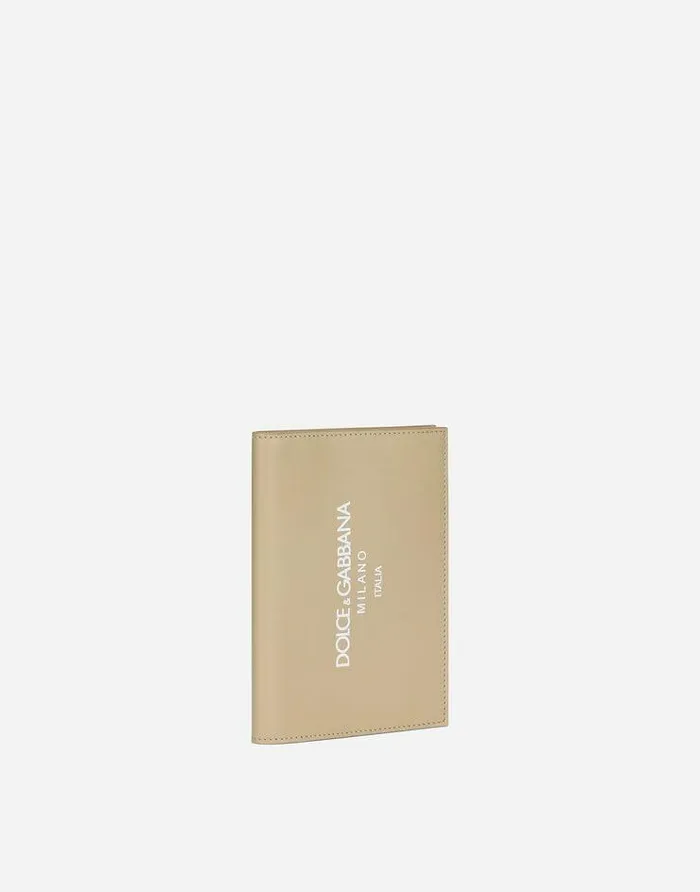 Dolce and Gabbana Wallets And Small Leather Goods Men Calfskin Passport Holder With Logo Beige Dolce and Gabbana Wallets And Small Leather Goods Men Calfskin Passport Holder With Logo Beige
