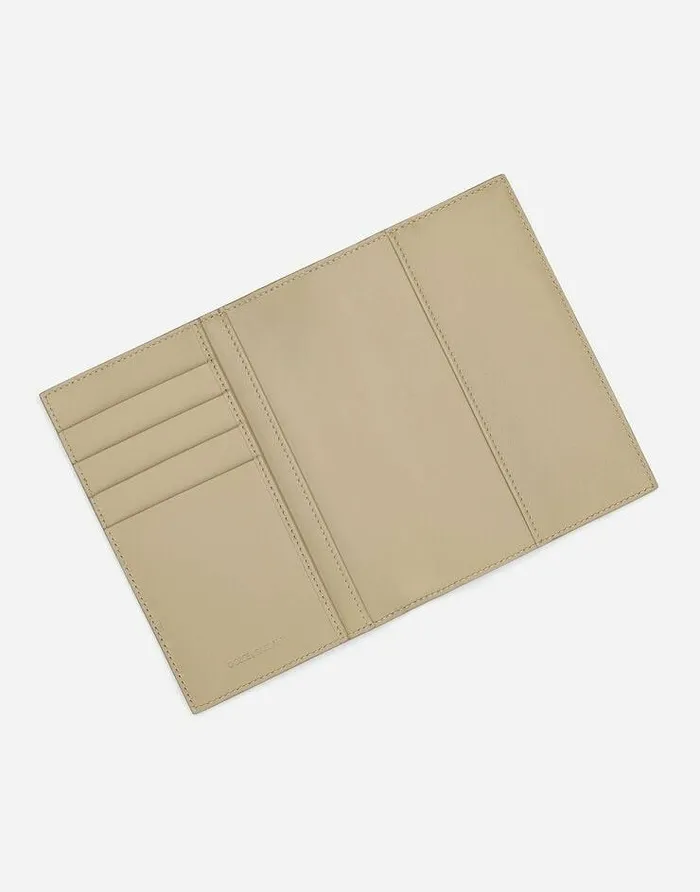 Dolce and Gabbana Wallets And Small Leather Goods Men Calfskin Passport Holder With Logo Beige Dolce and Gabbana Wallets And Small Leather Goods Men Calfskin Passport Holder With Logo Beige