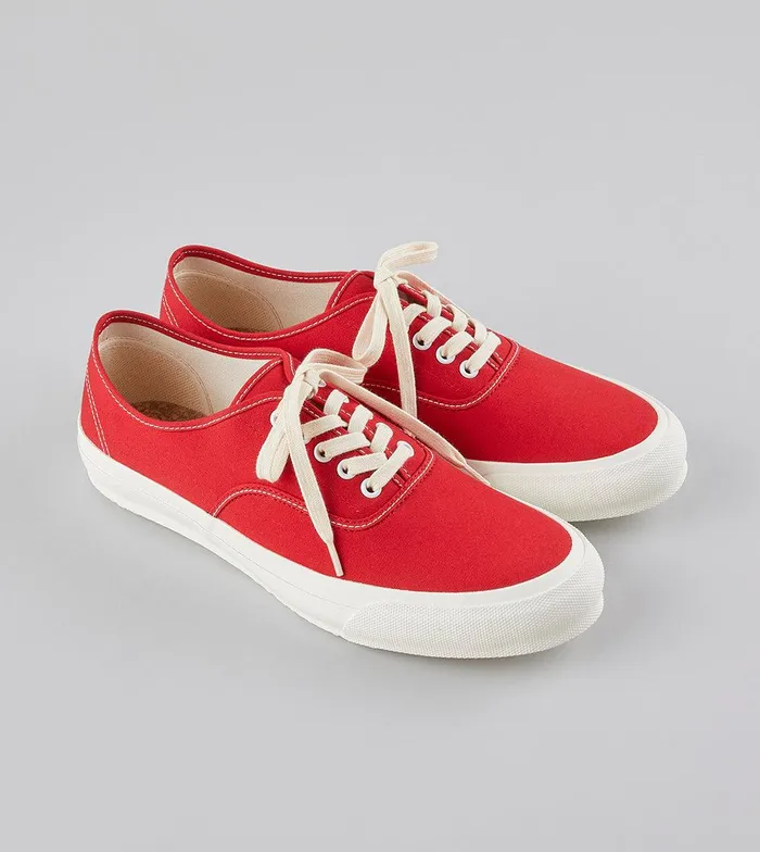 Drake039s Doek Red Canvas Oxford Trainers 8211 Footwear