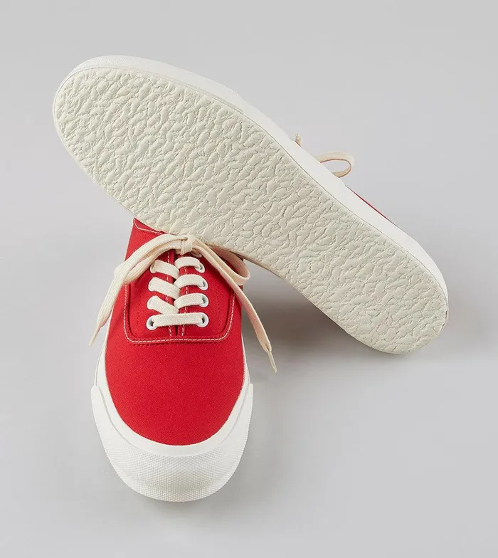 Drake039s Doek Red Canvas Oxford Trainers 8211 Footwear