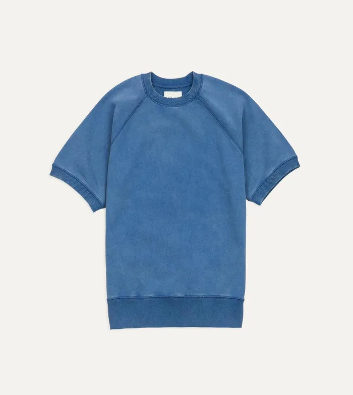 Drake039s Indigo Short Sleeve Crew Neck Cotton Sweatshirt 8211 Clothing