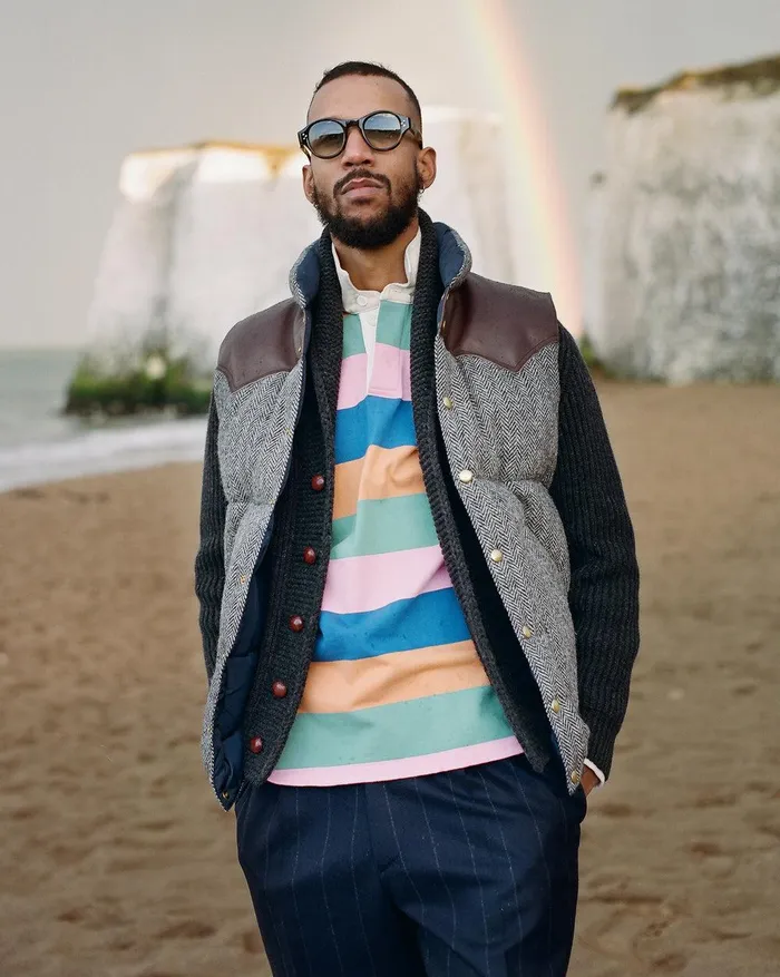Drake039s Navy Orange Green And Pink Stripe Cotton Rugby Shirt 8211 ClothingShirts