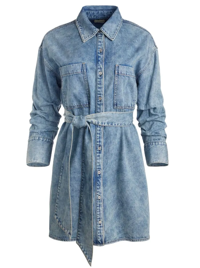 Dresses Women Alice Olivia Brigita Denim Mini Dress Harlow Vintage Blue