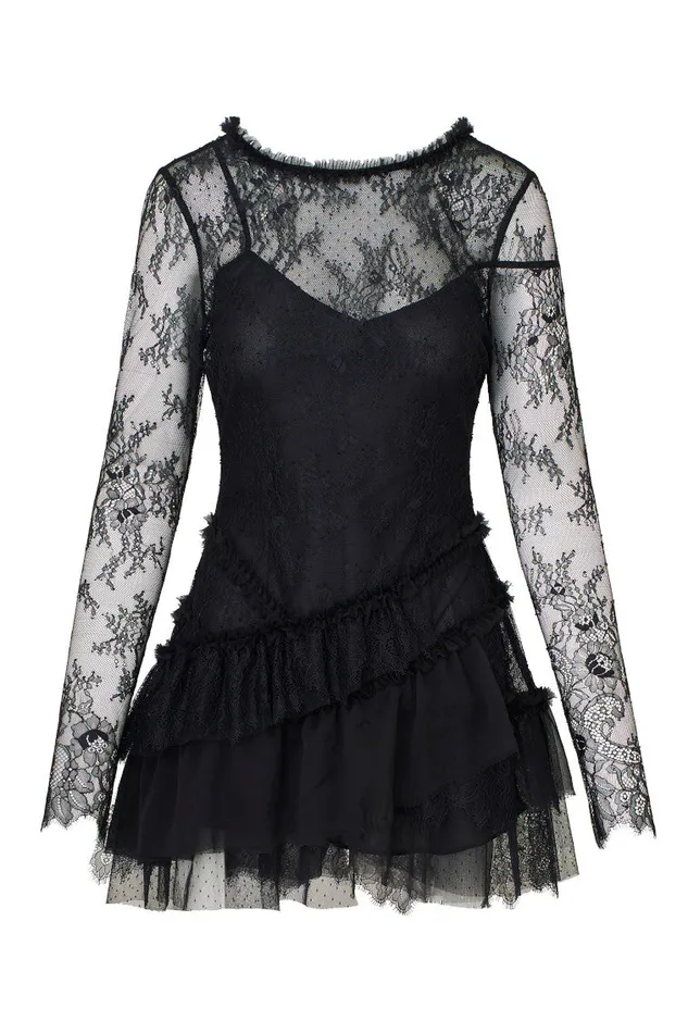 Dresses Women LoveShackFancy Amberleigh Lace Mini Dress Black
