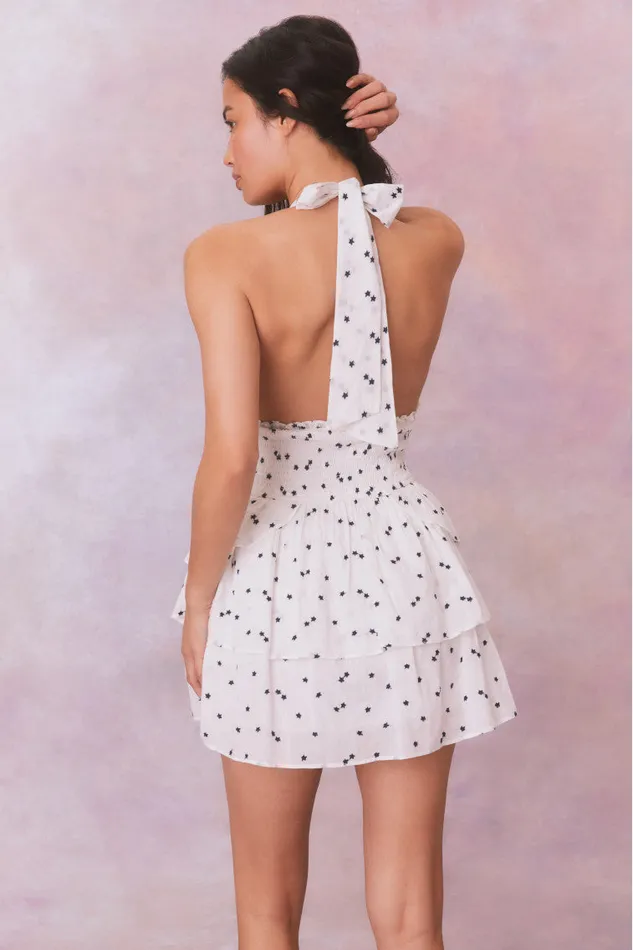 Dresses Women LoveShackFancy Deanna Star Print Cotton Halter Mini Dress Ivory Starlight
