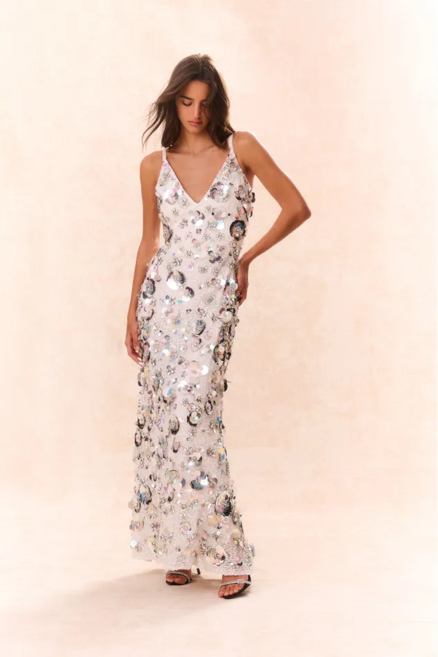 Dresses Women LoveShackFancy Hubbard Embellished Dress Silver