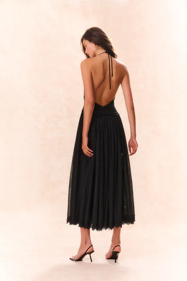 Dresses Women LoveShackFancy Serendipity Lace Maxi Halter Dress Black