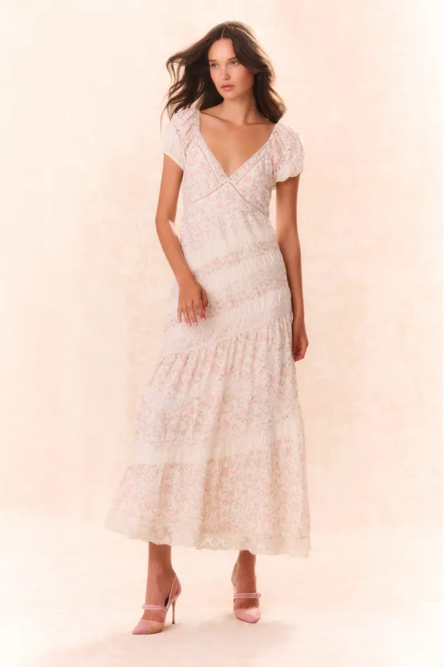 Dresses Women LoveShackFancy Verene Floral Maxi Dress Ivory Blossom