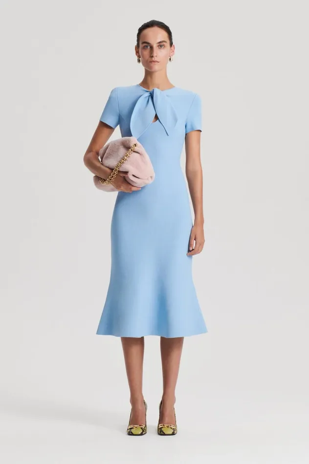 Dresses Women Scanlan Theodore CREPE KNIT CRAVAT DRESS Riviera