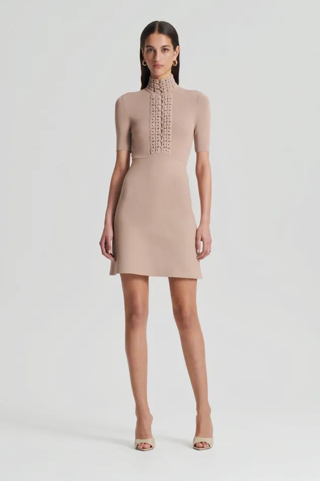 Dresses Women Scanlan Theodore CREPE KNIT DAISY MINI DRESS Oat