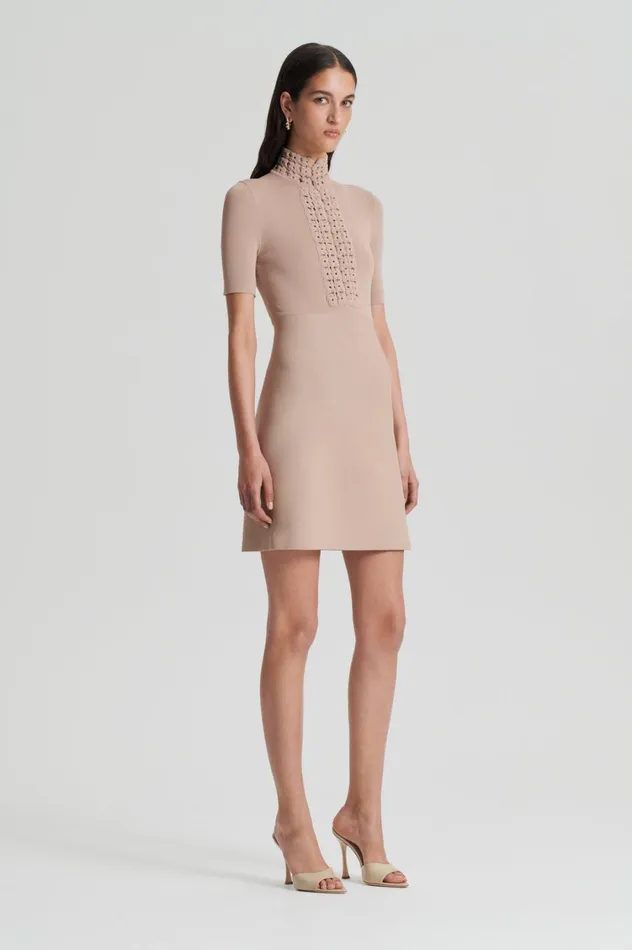 Dresses Women Scanlan Theodore CREPE KNIT DAISY MINI DRESS Oat Dresses Women Scanlan Theodore CREPE KNIT DAISY MINI DRESS Oat