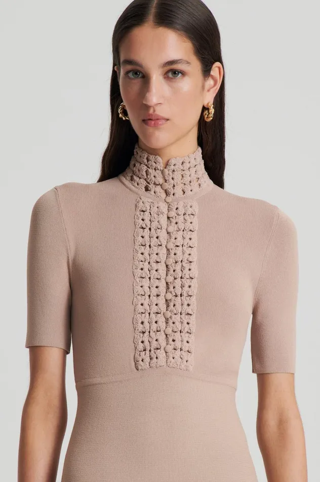 Dresses Women Scanlan Theodore CREPE KNIT DAISY MINI DRESS Oat Dresses Women Scanlan Theodore CREPE KNIT DAISY MINI DRESS Oat