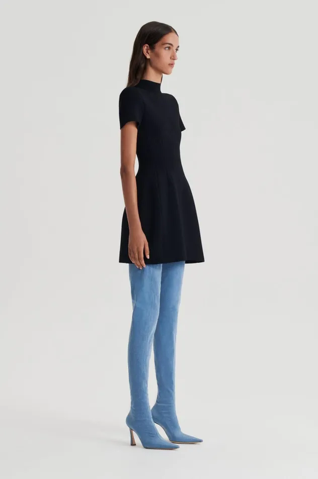 Dresses Women Scanlan Theodore CREPE KNIT PEPLUM DRESS Black Dresses Women Scanlan Theodore CREPE KNIT PEPLUM DRESS Black