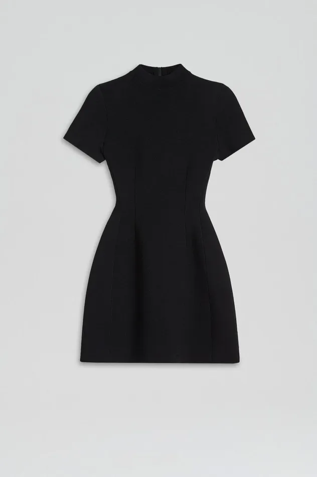 Dresses Women Scanlan Theodore CREPE KNIT PEPLUM DRESS Black Dresses Women Scanlan Theodore CREPE KNIT PEPLUM DRESS Black