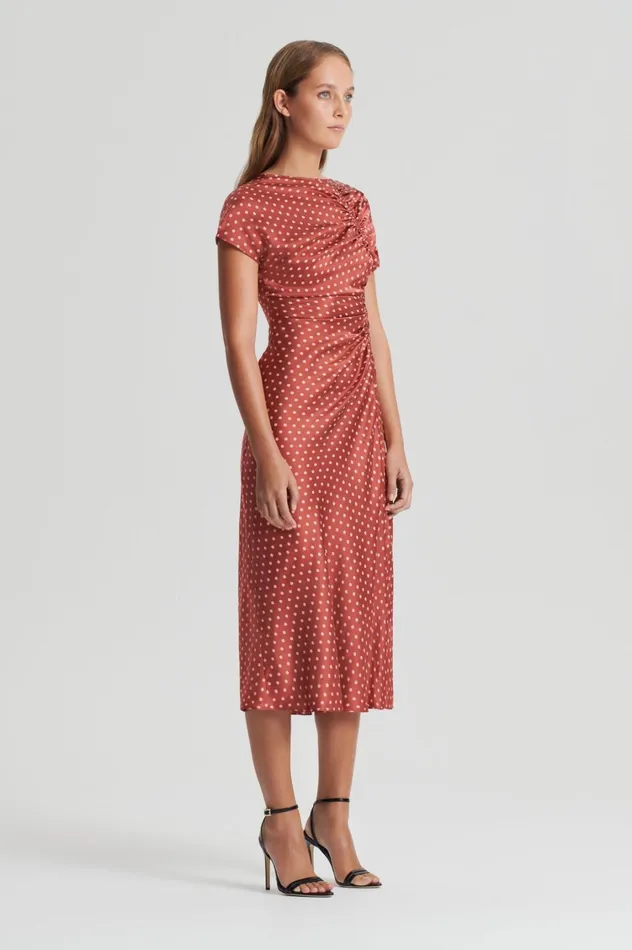 Dresses Women Scanlan Theodore SATIN SPOT PRINT DRESS Amber Dresses Women Scanlan Theodore SATIN SPOT PRINT DRESS Amber