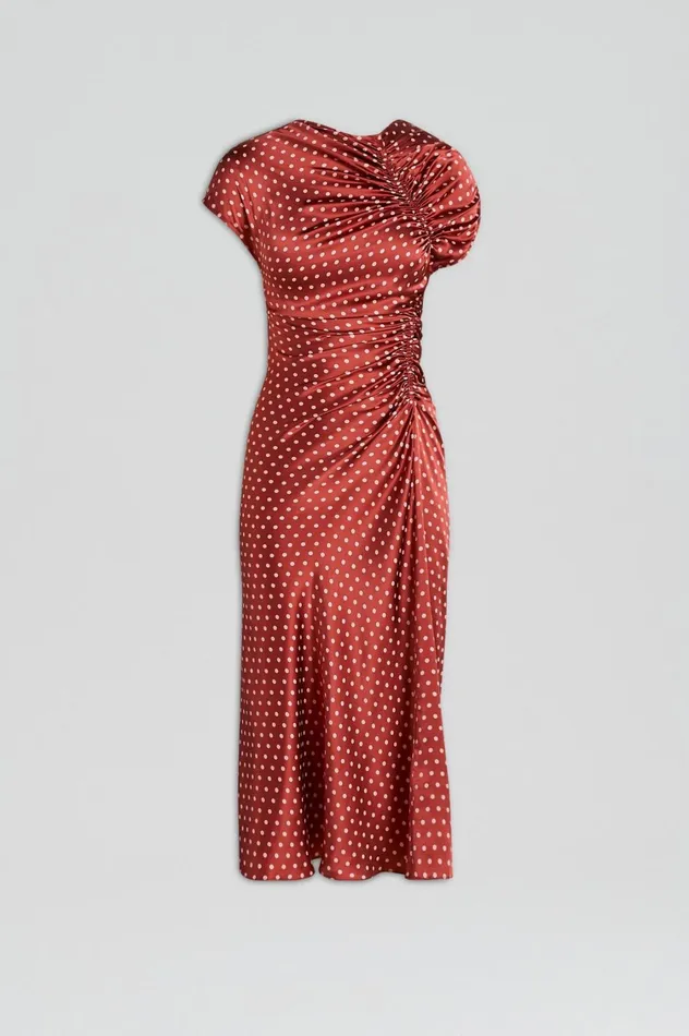 Dresses Women Scanlan Theodore SATIN SPOT PRINT DRESS Amber Dresses Women Scanlan Theodore SATIN SPOT PRINT DRESS Amber