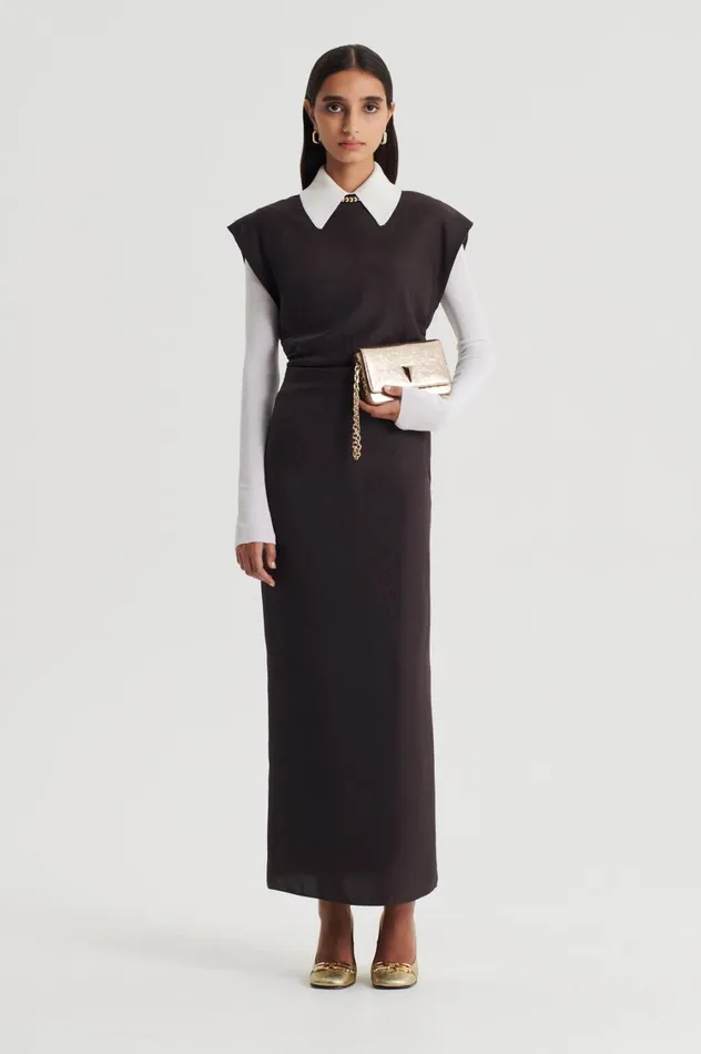 Dresses Women Scanlan Theodore SILK JACQUARD DRESS Espresso