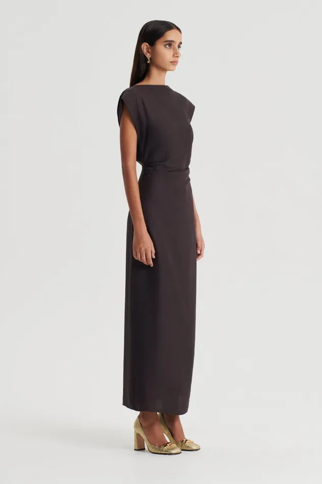 Dresses Women Scanlan Theodore SILK JACQUARD DRESS Espresso Dresses Women Scanlan Theodore SILK JACQUARD DRESS Espresso