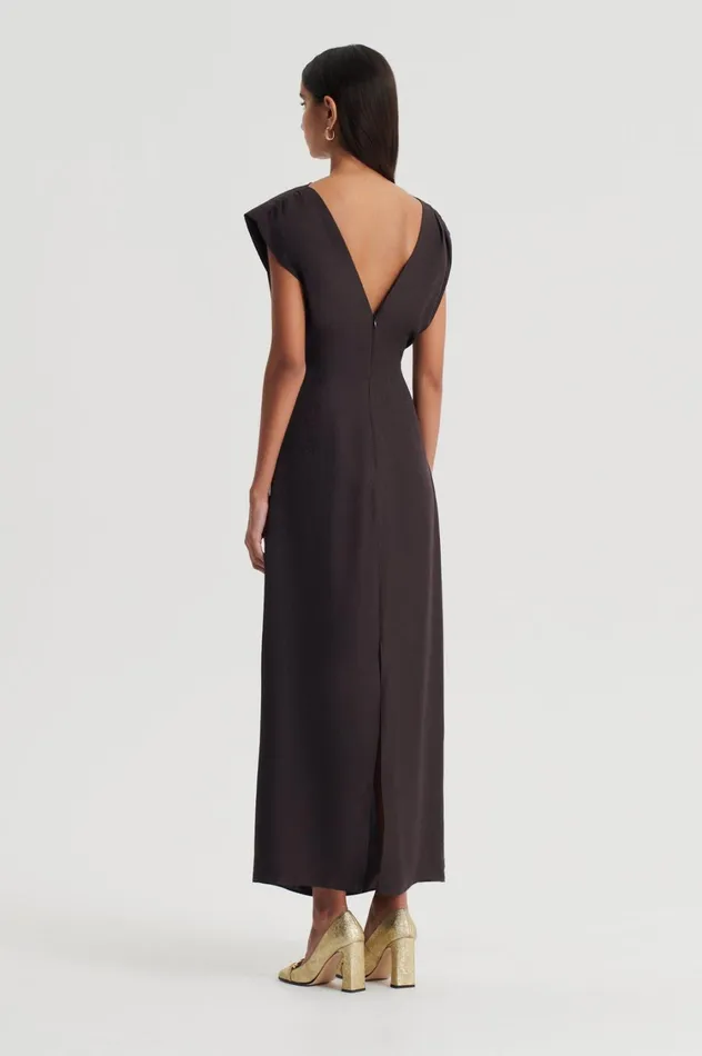 Dresses Women Scanlan Theodore SILK JACQUARD DRESS Espresso Dresses Women Scanlan Theodore SILK JACQUARD DRESS Espresso