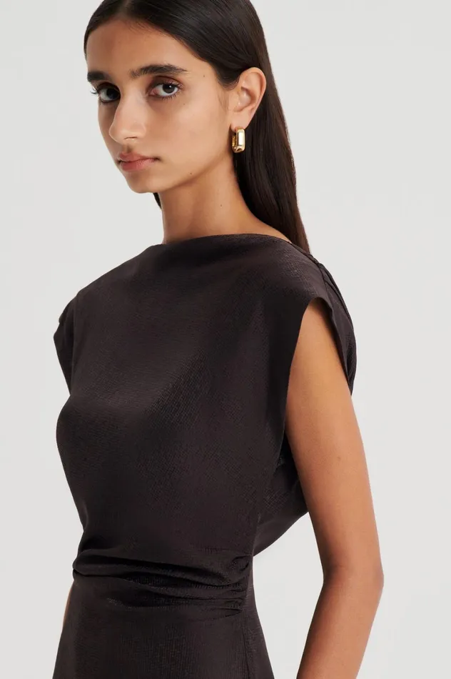 Dresses Women Scanlan Theodore SILK JACQUARD DRESS Espresso Dresses Women Scanlan Theodore SILK JACQUARD DRESS Espresso