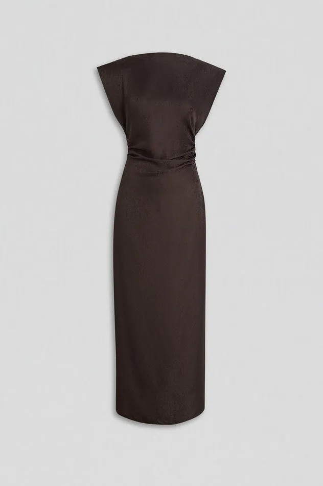 Dresses Women Scanlan Theodore SILK JACQUARD DRESS Espresso Dresses Women Scanlan Theodore SILK JACQUARD DRESS Espresso