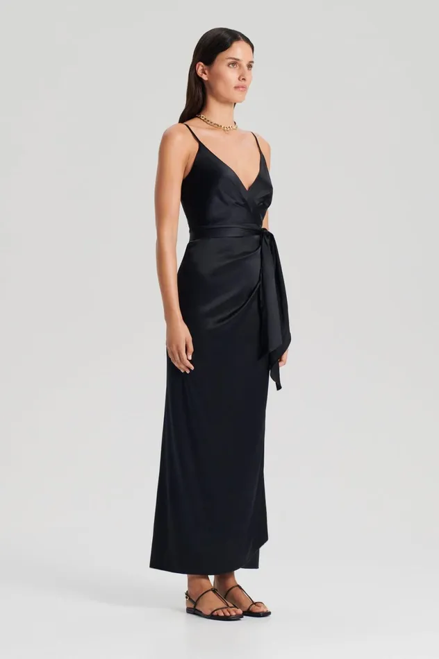 Dresses Women Scanlan Theodore SILK WRAP DRESS Black Dresses Women Scanlan Theodore SILK WRAP DRESS Black