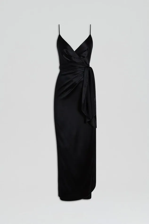 Dresses Women Scanlan Theodore SILK WRAP DRESS Black Dresses Women Scanlan Theodore SILK WRAP DRESS Black