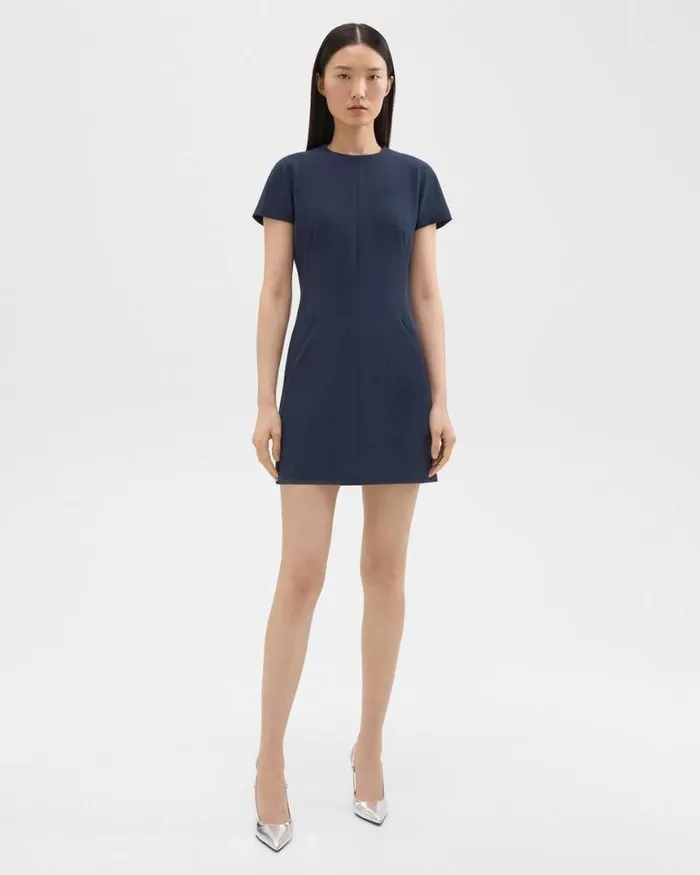 Dresses Women Theory Dolman Sleeve Mini Dress In Admiral Crepe Nocturne Navy