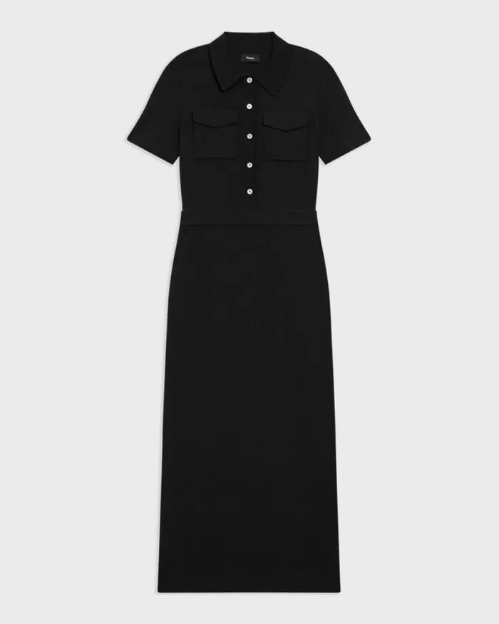 Dresses Women Theory Military Midi Dress In Admiral Crepe Black