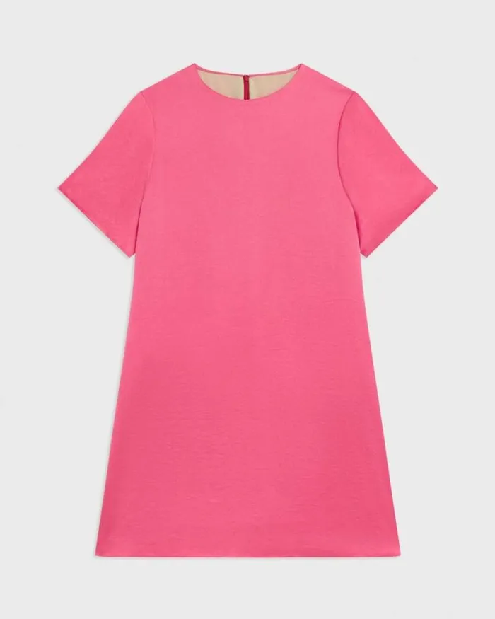 Dresses Women Theory TShirt Dress In Crushed Satin Pink Azalea Dresses Women Theory TShirt Dress In Crushed Satin Pink Azalea